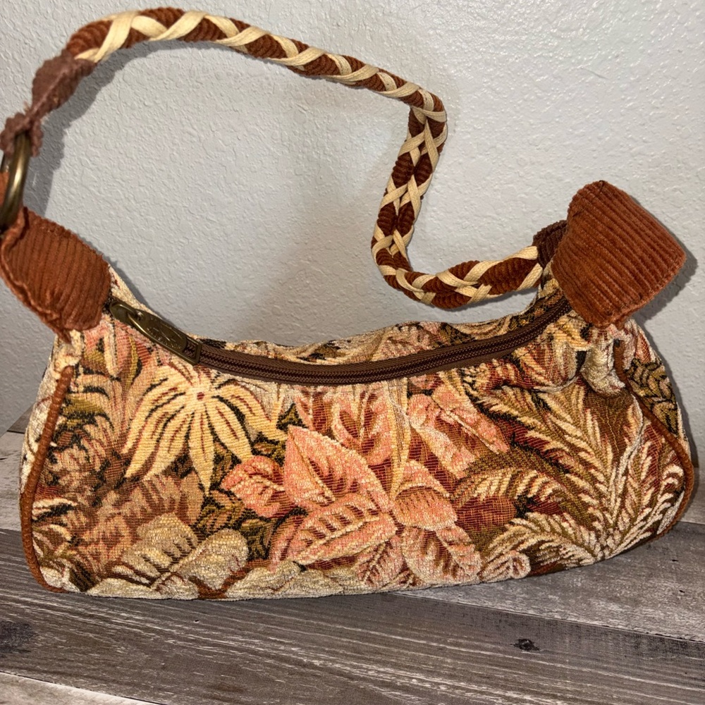 Tropical Leaf Pattern Shoulder Bag - image 5